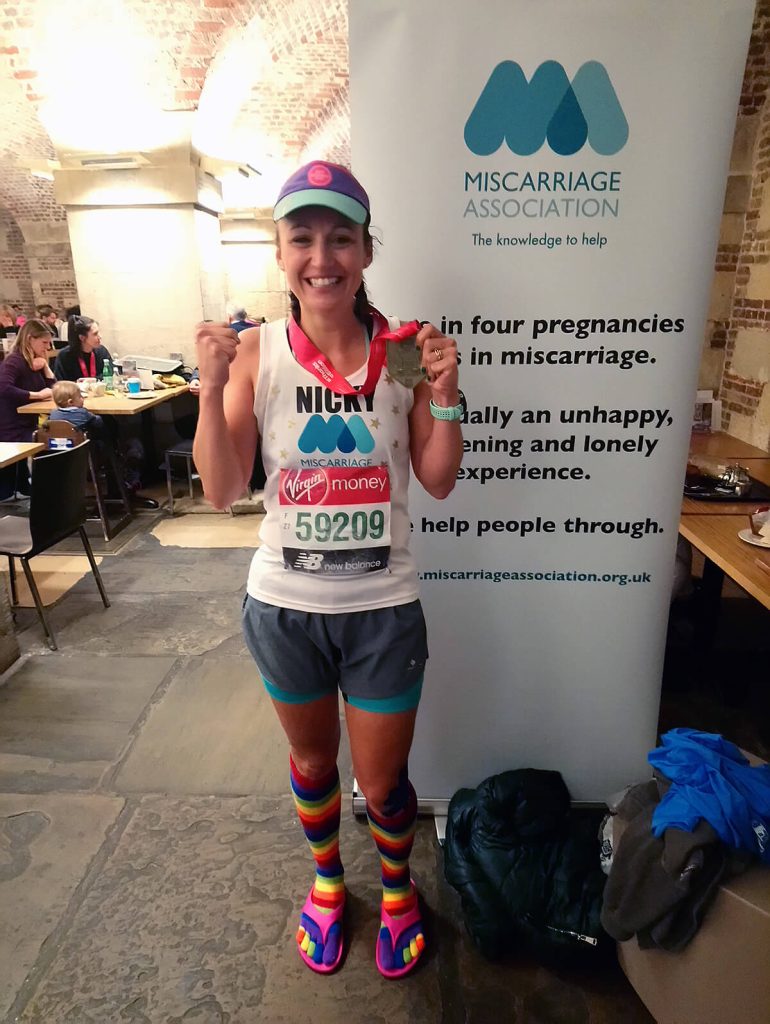 Nicky ran the London Marathon in memory of her lost baby